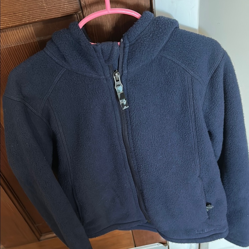 L.L. Bean Navy Fleece Hoodie Jacket with Zip-Up Style
